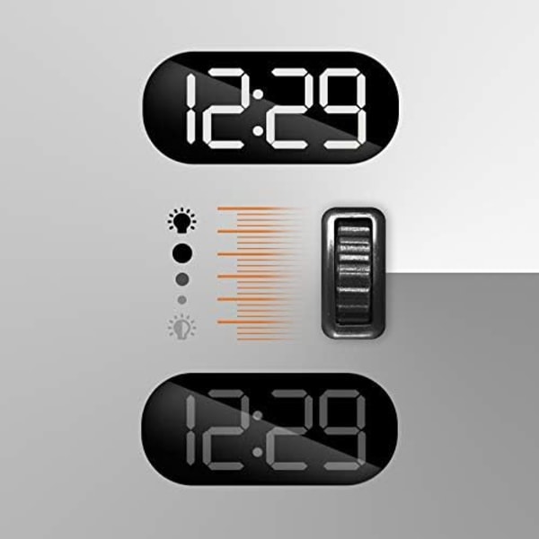 Digital Väckarklocka - Nätansluten, Stor Sifferspegeldisplay, Snooze & USB-laddningsportar (Svart)