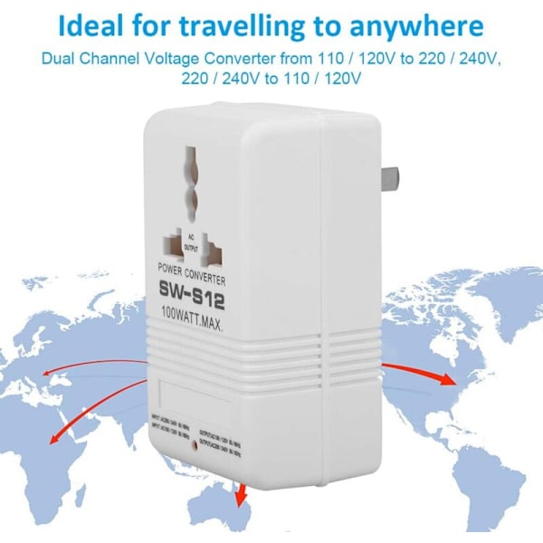 Spänningsomvandlare 100 W AC 110 V/120 V till 220 V/240 V Höj spänningsomvandlare och Transformator TRANSOLATOR ADAPTEUR