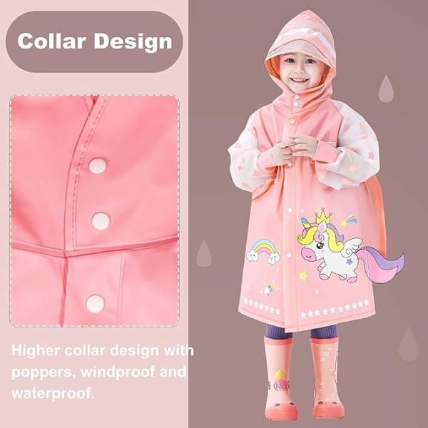 Børnenes pink enhjørning regnfrakke (velegnet til højde 105-115 cm)