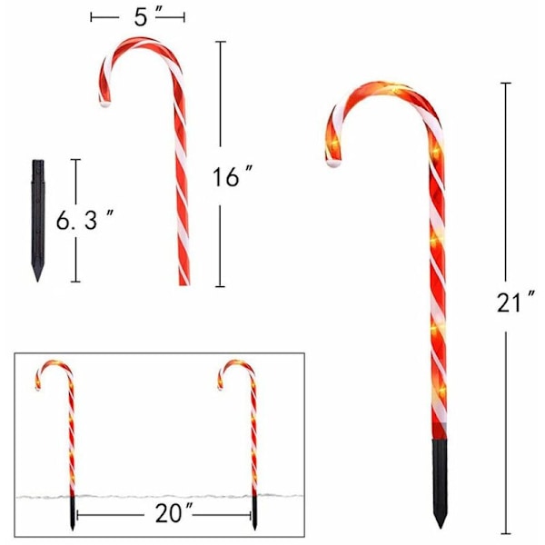 Nol Candy Cane Lys Lamper Markører Uteplass Hagedekorasjon Lys 1 Sett