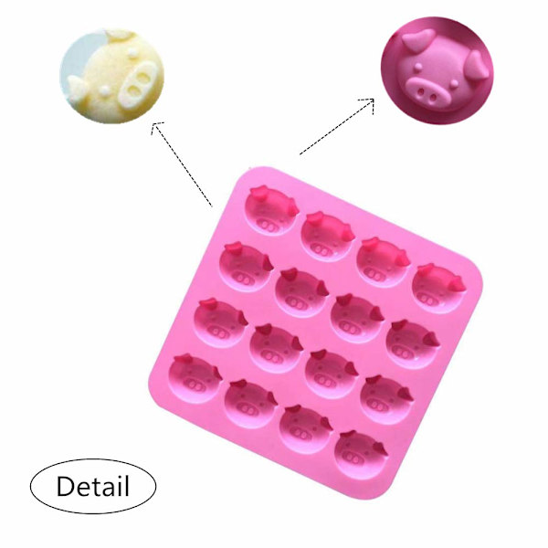 Chokladform - Silikonform för tecknad grisansikte, tårtdekoration, bakning, köksform (rosa)
