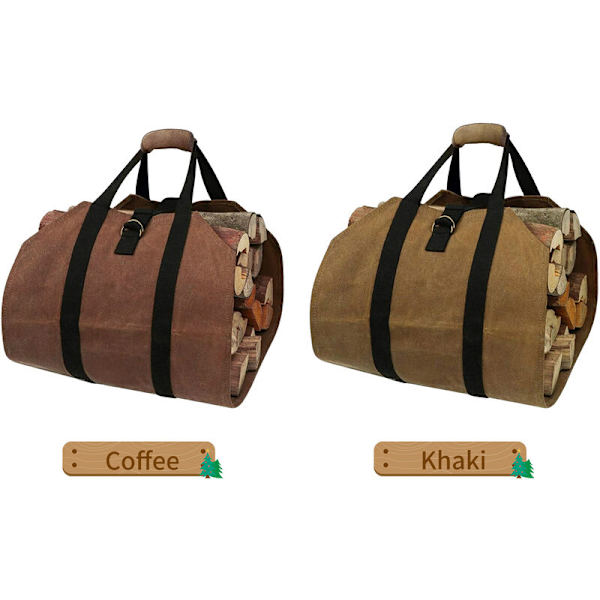 16 En Vaxad Canvas Vedträ Bärsäck Tote Bag Lumberjack Bag Ved Säck Vedförvaring Säck