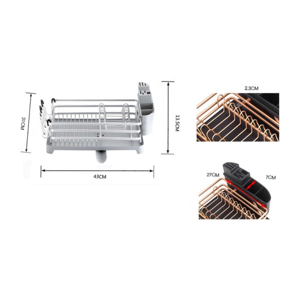 Multifunksjonell automatisk drenerende aluminiumsfatstativ med vannutløp (gull + svart chassis)