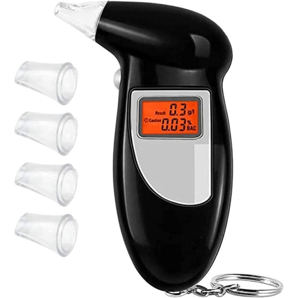 Alkoholin alkometri-avaimenperä Kannettava hengitysanalysaattori Alkoholitesteri LCD-näytöllä Nopea ja tarkka alkoholinilmaisin, 5kpl Mouthpi