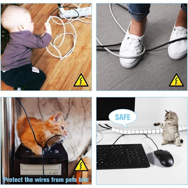 Kabelskydd, 2m Mjuk Elektrisk Kabelkanal för att förvara eller dölja PC-kablar, kabelhantering för hem och skrivbord, 2m - ∅16mm, vit
