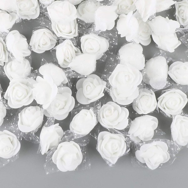 (Hvid-2,5 cm) 200 Kunstige Roseknopper PE Skum Kunstige Blomster Hjem Bryllup Fest Dekoration.