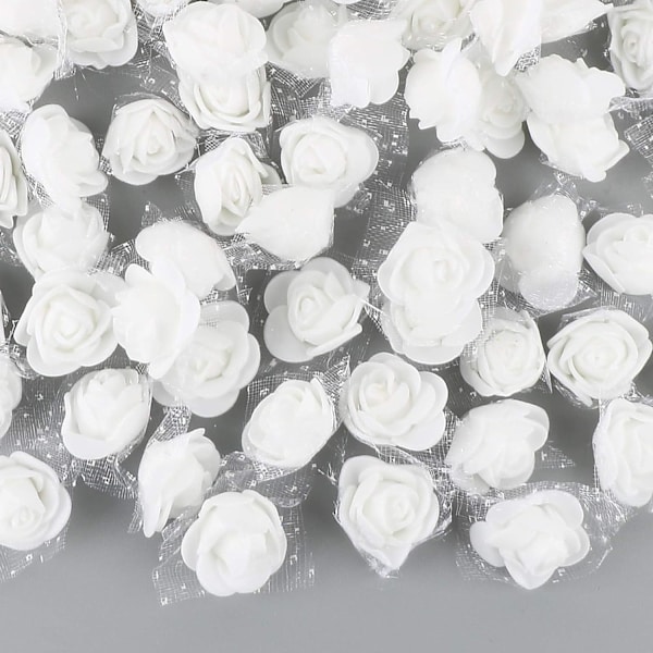 (Hvid-2,5cm) 200 Kunstige Roseknopper PE Skum Kunstige Blomster Hjem Bryllup Fest Dekoration.