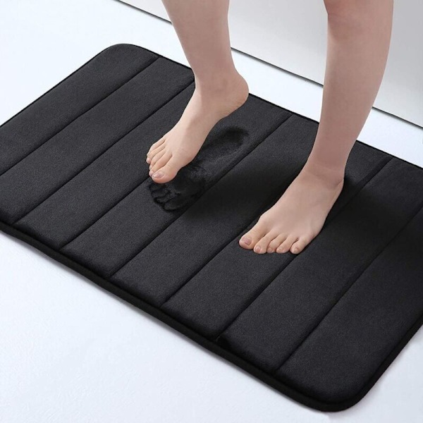 Absorberande badrumsmatta halkfri badrumsmatta skum tvättbar badrumsmatta - 40 x 60 cm, svart