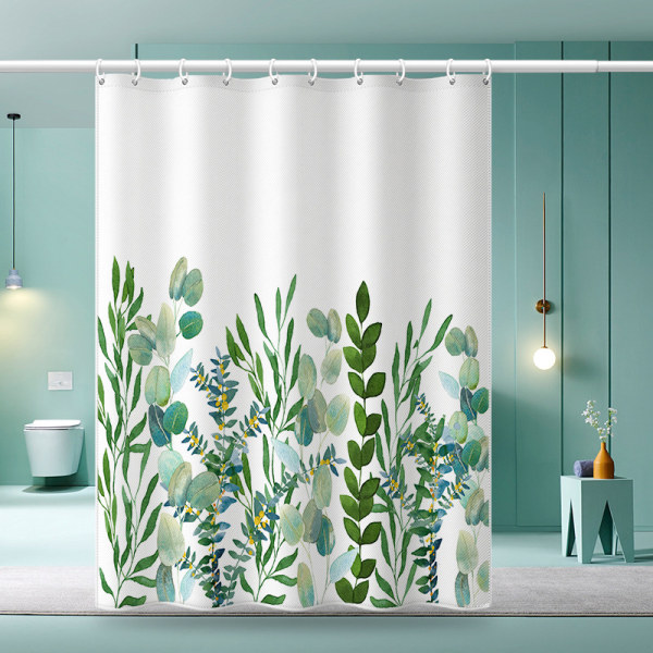 Grønt blad dusjforheng vanntett fortykket muggsikker toalett bad dusjforheng skillevegg dør og vindu