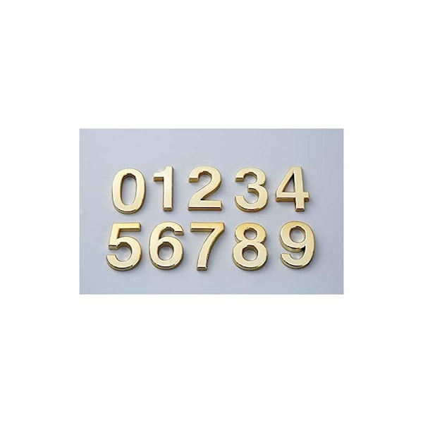 3D Dörrnummer - 70 CM - Premium Borstad Plast - Blank Guld Effekt - Extra Starkt Lim - Dörr, Gata, Husnummer