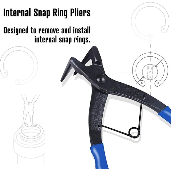 Circlips-tang med cylindriske ringtang Fjerner de indvendige ringe, buede tang til lastbiler, biler, motorcykler