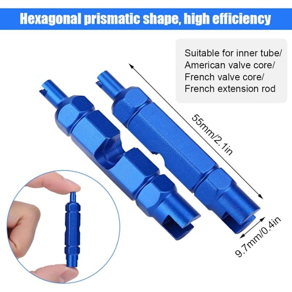 Sæt med 2 presta ventilhætter, Core Remover Multi-Function Tool Valve De Velve De Vye Tube adskille slette værktøjer til P-R-E-S