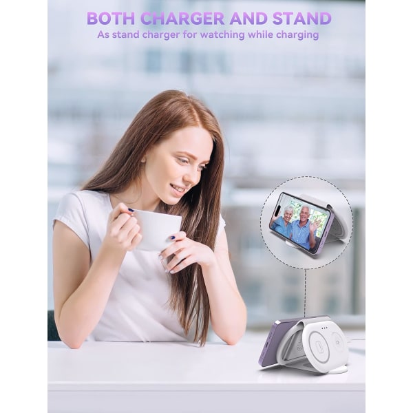 Magnetisk trådløs lader, iPhone 14 13 12 serie reiselader, AirPods 3/2/Pro, iWatch 2-Ultra