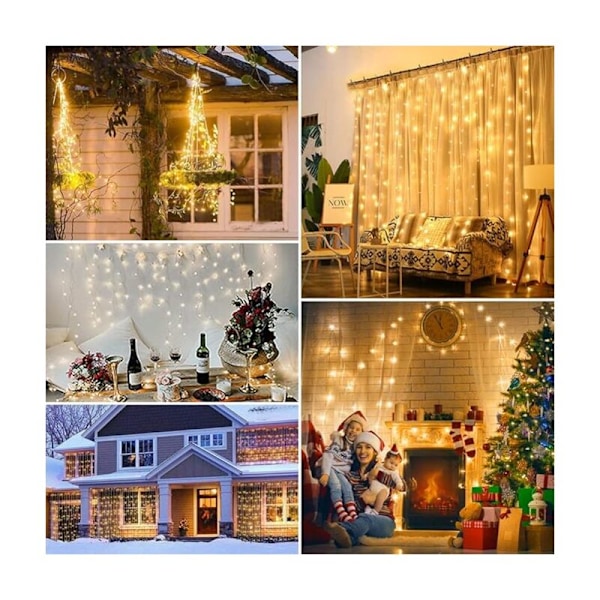 Valosarja, 3m 300 LED valoverho, 8 valaistustilaa LED LED LED Sisä- ja ulkokäyttöön, Hääkoriste, Ulko- ja sisäkäyttöön Joulukuusi