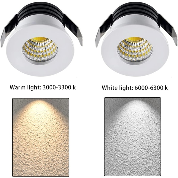 Pakke med 5*3W LED indbyggede loftslamper Downlights Spotlight, LED indbyggede små skabslamper Mini Spot Lamp Loftslampe Kit Armatur [Energiklasse A