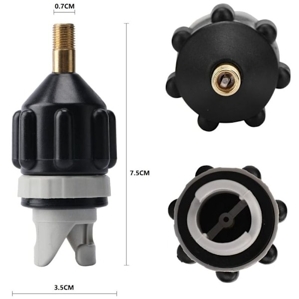 2 Stykker Kajak Adapter Sæt, SUP Adapter Ventil, Oppustningspumpe Konverter til Kanoer, Stand-up Paddleboards