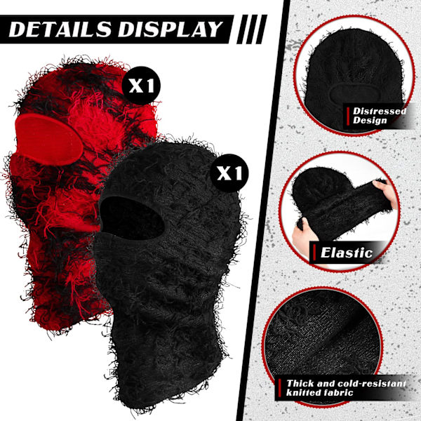 Hiihtotuulenpitävä naamio 2 pakkausta Hätäinen Balaclava Hiihtomaski Koko kasvot Neulotu Balaclava Tuulenpitävä Cool Hiihtomaski Kylmälle säälle