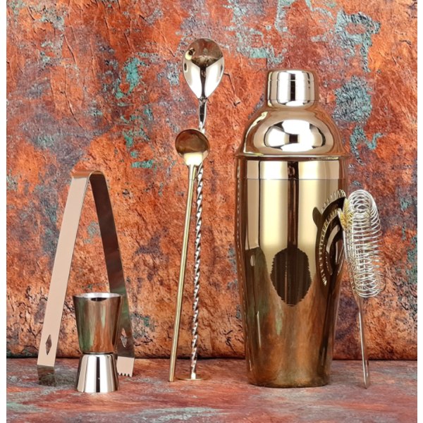 Köksförvaringstillbehör Set med 6 Shaker Shaker Pot Bartender Shaker Tool -guld, 750 ml