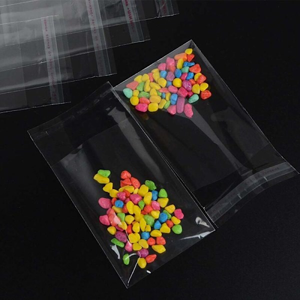 100 stk. Små Gennemsigtige Bagposer Plastlomme Pose Selvklæbende Cellofan Cellofanpakke Sandwich Sandwich Chokolader Perler Gaver (10 × 15