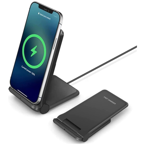 Foldbar trådløs lader, 15W hurtig stativ Qi-sertifisert for iPhone Samsung Galaxy S22 S21 S20 S10 Airpods Xiaomi Huawei etc