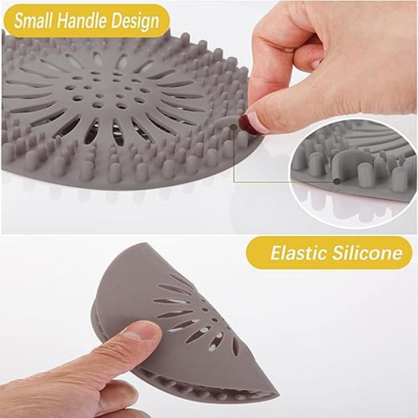 4-pack silikonavloppsskydd (grå), köksavloppsfilter med sugkopp, badkarsavloppsfilter, köks- och badrumsavloppsfilter