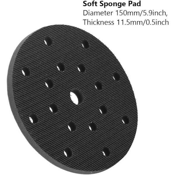 Mjukt slippapper, 150 mm mjuka slippapper gränssnittsdynor mjuk svampdiameter 150 mm (17 hål)