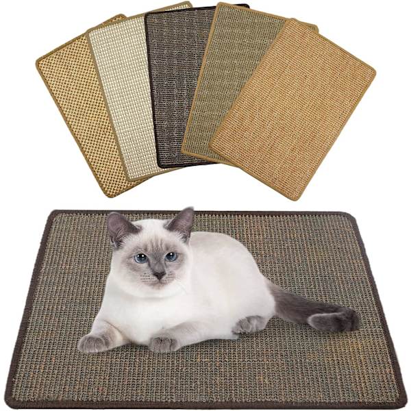 Kattklösningsmatta - Sisal, Hållbar, halkfri, lämplig för golvvärme, klovård, sisalmatta för vägg och golv (slumpmässig färg) 40 x 60 cm