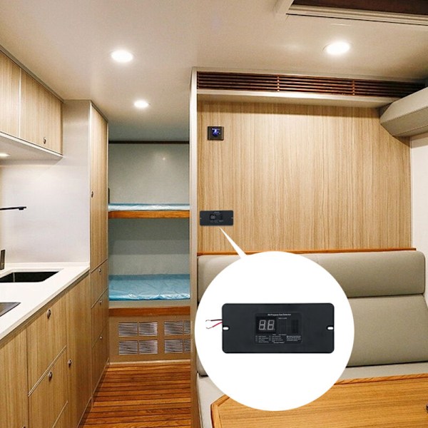 Digital propangasdetektor til autocamper med 85 dB lydalarm, 12 V DC gasalarm til autocamper (sort, stor)