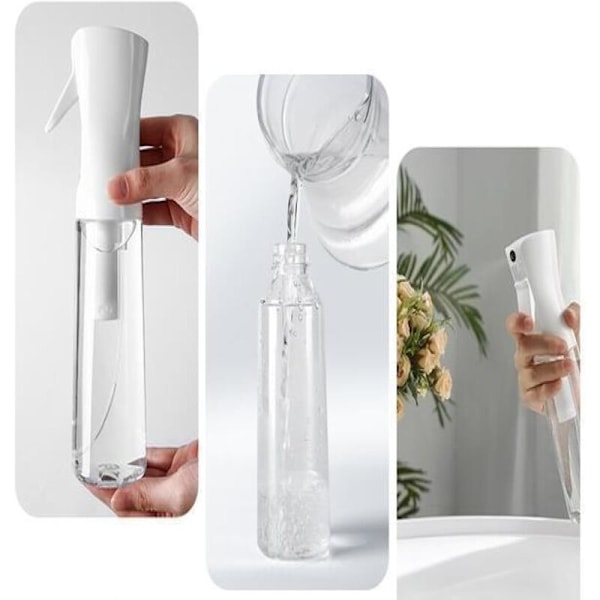 Hårsprayflaska, Kontinuerlig Vatten Tom Mister Sprayflaska, Tämja Hår på Morgonen, Hårstyling, Växter 300ml Tomma Sprayflaskor - Transparent