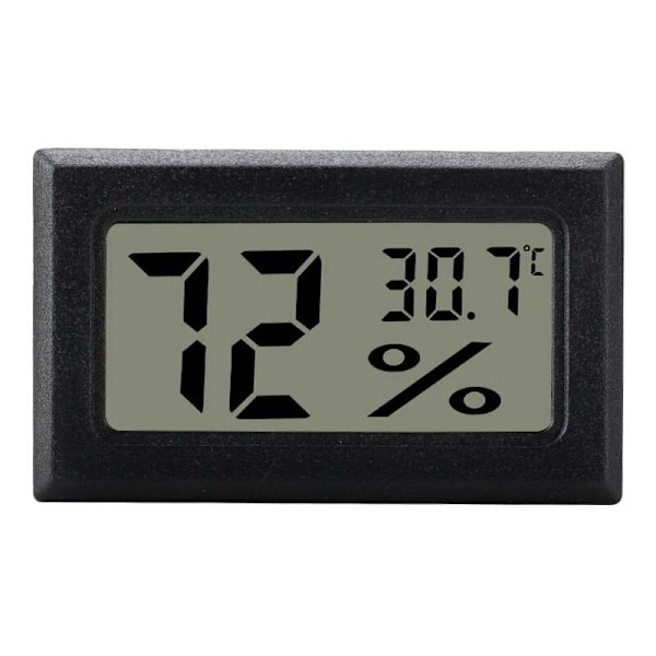 Svart digital hygrometer för kontroll av inomhusluftkonditionering, mini, LCD