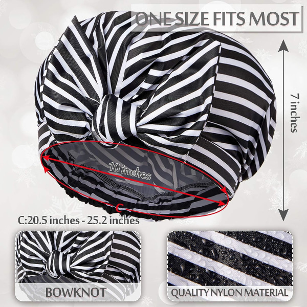 2 stk dusjhetter for kvinner, gjenbrukbare dusjhetter vanntett elastisk kant turban badehette for langt hår (palmeblad og stripe)