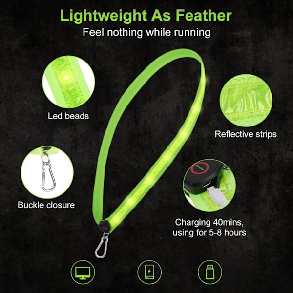 LED reflex löparbälte, Uppladdningsbart reflexbälte LED, starkt säkerhetsbälte, uppladdningsbar säkerhetsutrustning, LED reflexväst