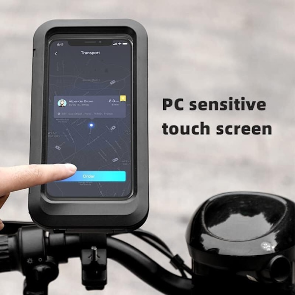 Vattentätt mobiltelefonstöd för motorcykel, universellt justerbart mobiltelefonstöd för motorcykelstyren med PC-pekskärm