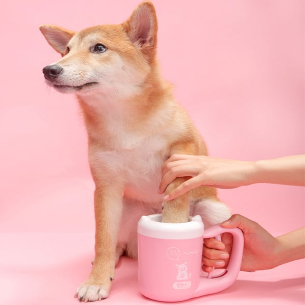 Pink Dog Paw Cleaner Cup Muddy Paw Cleaner for små hunder Katter Fo