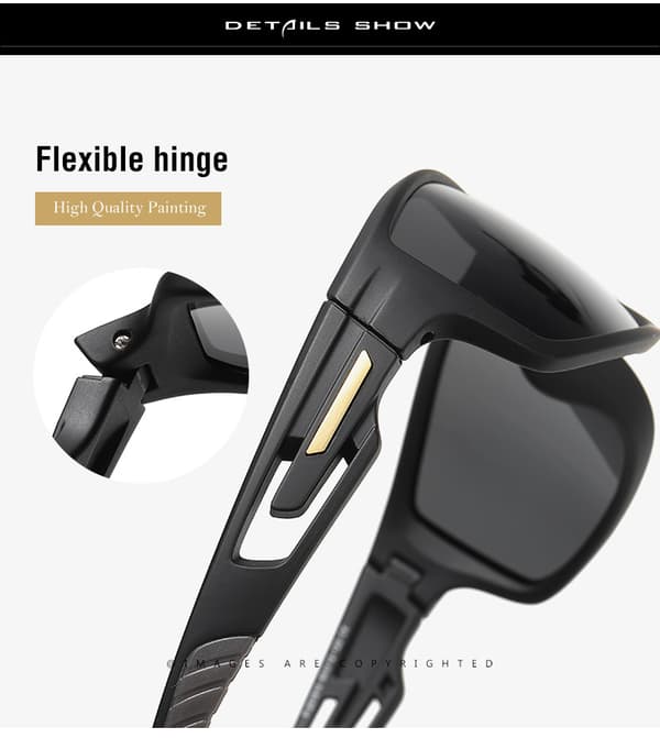 Sand Black Frame med grå glitter - Polariserad solglasögon för män kvinnor - Solglasögon för körning, cykling, löpning, fiske - Splittersäker ram