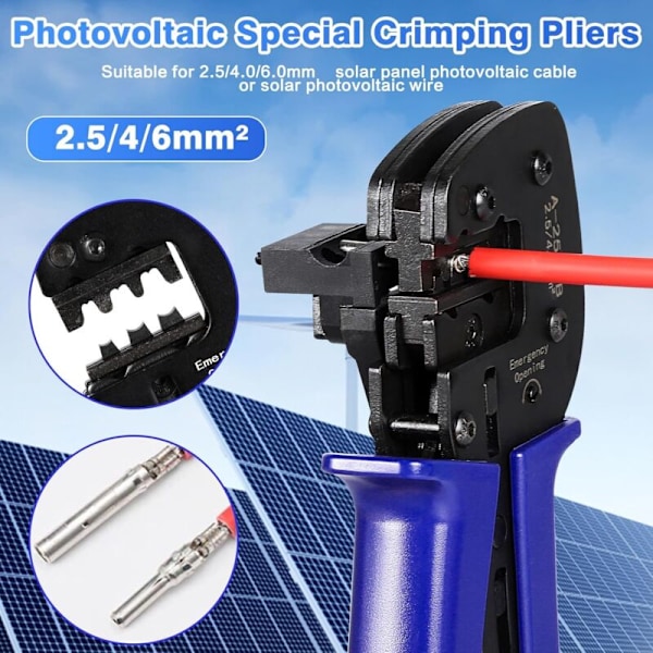 Solcellsverktyg, PV-krimptång A-2546B för 2,5/4/6 mm² fotovoltaisk kabel