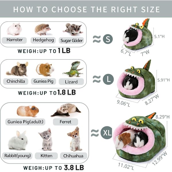 Hamster-senger for pinnsvin, rotter, marsvin, hamstere, chinchillaer, ildere, rotter, gerbiler (XL, krokodille), Jane Pet Nest Factory Honey Bag Glider