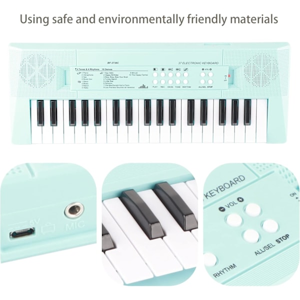 Elektrisk Klaver med Mikrofon og Musikalsk Keyboard og Legetøjsgave til Begyndere, Børn og Studerende (Blå)