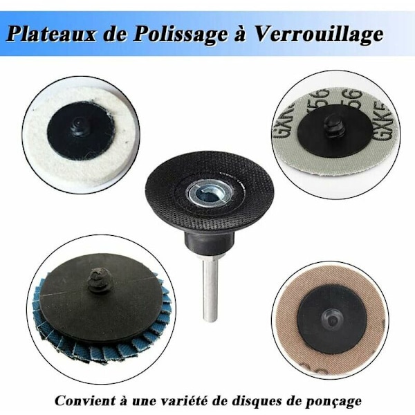 Polerskivor 50mm Disc Pad Skivstöd Slipande slipning Dorn Polering med 1/4 '' Rund Skiva Tak Sten Razzard Snabbt Byte För Roterande Lo-