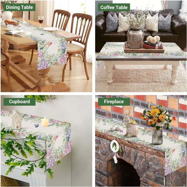 Fjärilsrosa blå hortensia påskduk, vår sommar semester kök bordsdekoration för inomhus utomhus hemfest