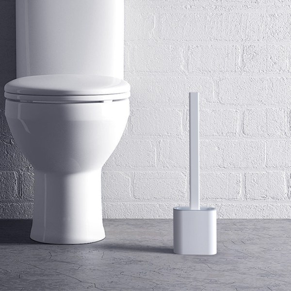 Home Collection Flad Silikone Toiletbørste med Holder, Silikone