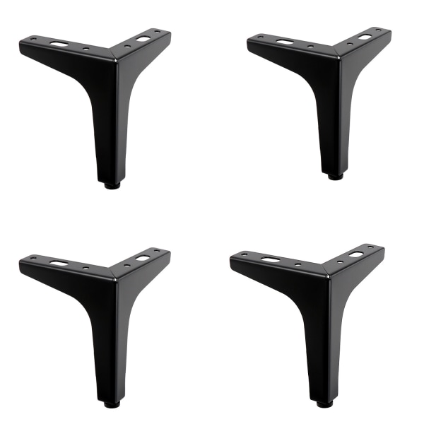 4x Metalmøbelben Trekantet Form Moderne Stil TV-Stativ Sofa Sideboard Skab Bord Seng Skrivebord DIY, 100mm Mat Sort Finish