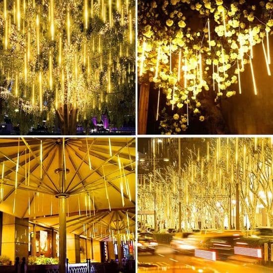 30cm 8 rør vandtæt LED Twinkle String Lights Meteor Lampe Falling Raindrop Dekoration Varm Hvid