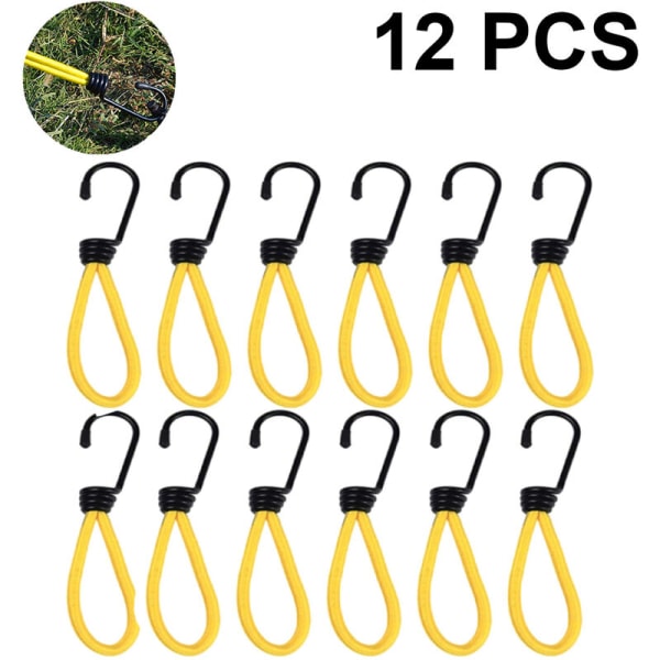 12 st 15 cm bungee-snörekrokar Rostskyddsfärg Spiraltrådskrokar med separerbara reflekterande elastiska rep Heavy Duty bandningstejpkrokar för Camping Tr