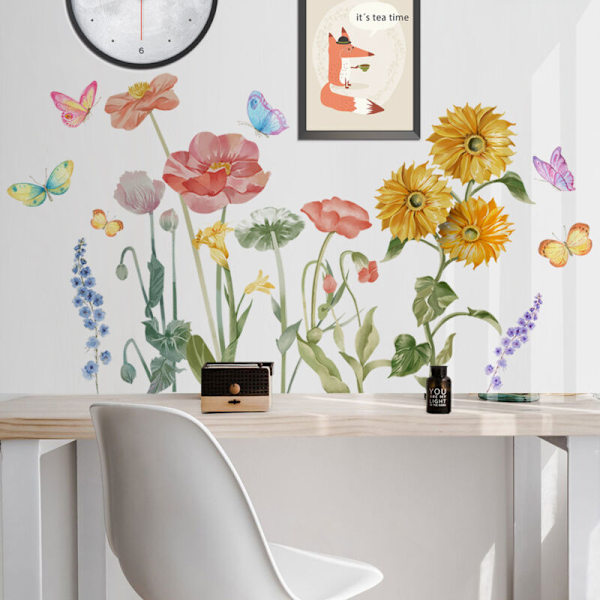 1 sæt Blomster Vægmaleri Akvarel Blomster Peler