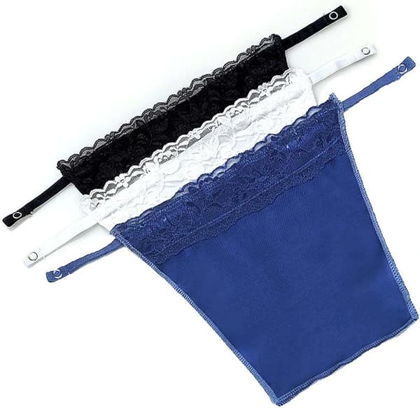 3-pack med spets-camisoler för kvinnor - svart, vit, blå