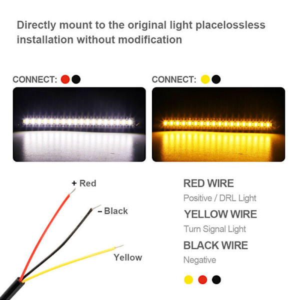 2 st LED-blinkers för motorcykel, ringformade gaffelremsljus, flexibla framlampor, blinkers, bärnstensvitt DRL, dagsljus, vattentäta