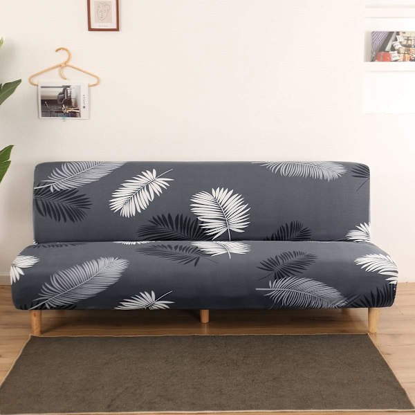 Armløs Sofaovertræk 3 Personers Stretch Sofaovertræk Helt Over Foldbar Sofa Beskytter, Universal Skridsikker Sofa Håndklæde 160-190cm (Bladprint)