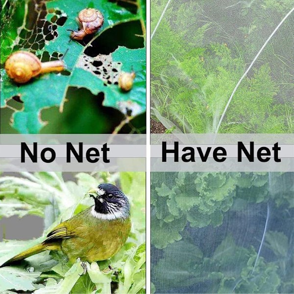 Skyddsnät mot insekter, fint trädgårdsskyddsnät med 35m maska för grönsaker, frukt och blommor, vit