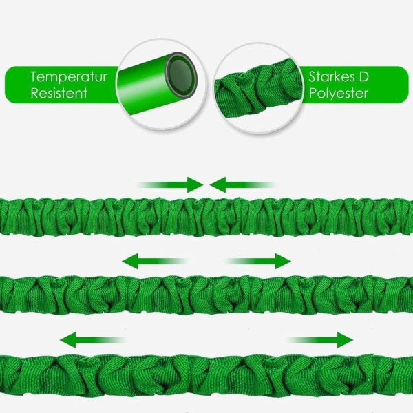 15m Udvidelig Havevandslange 3-dobbelt Udvidelig Havevandslange, Fleksibel Magisk Slange, Lækagesikker, Letvægts og Nem at Opbevare (Grøn, 15m)